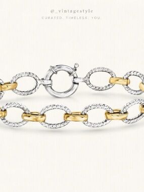 Ross-Simons Two-Tone Oval Link Bracelet in Gold and Silver